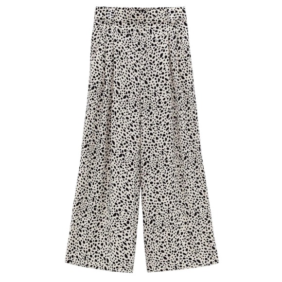 Zara Pants - NEW Zara Women's Med Wide Leg Culottes Pants‎ Spotted Print High Waist Trousers